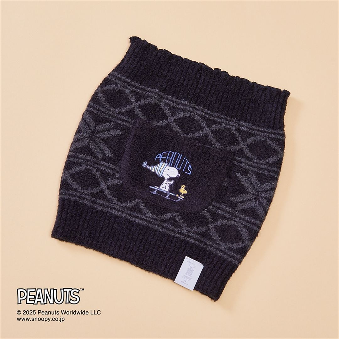 【PEANUTS／吸湿発熱】ブレスサーモゆるぬくウエストウォーマー(腹巻) ブラック×チャコール