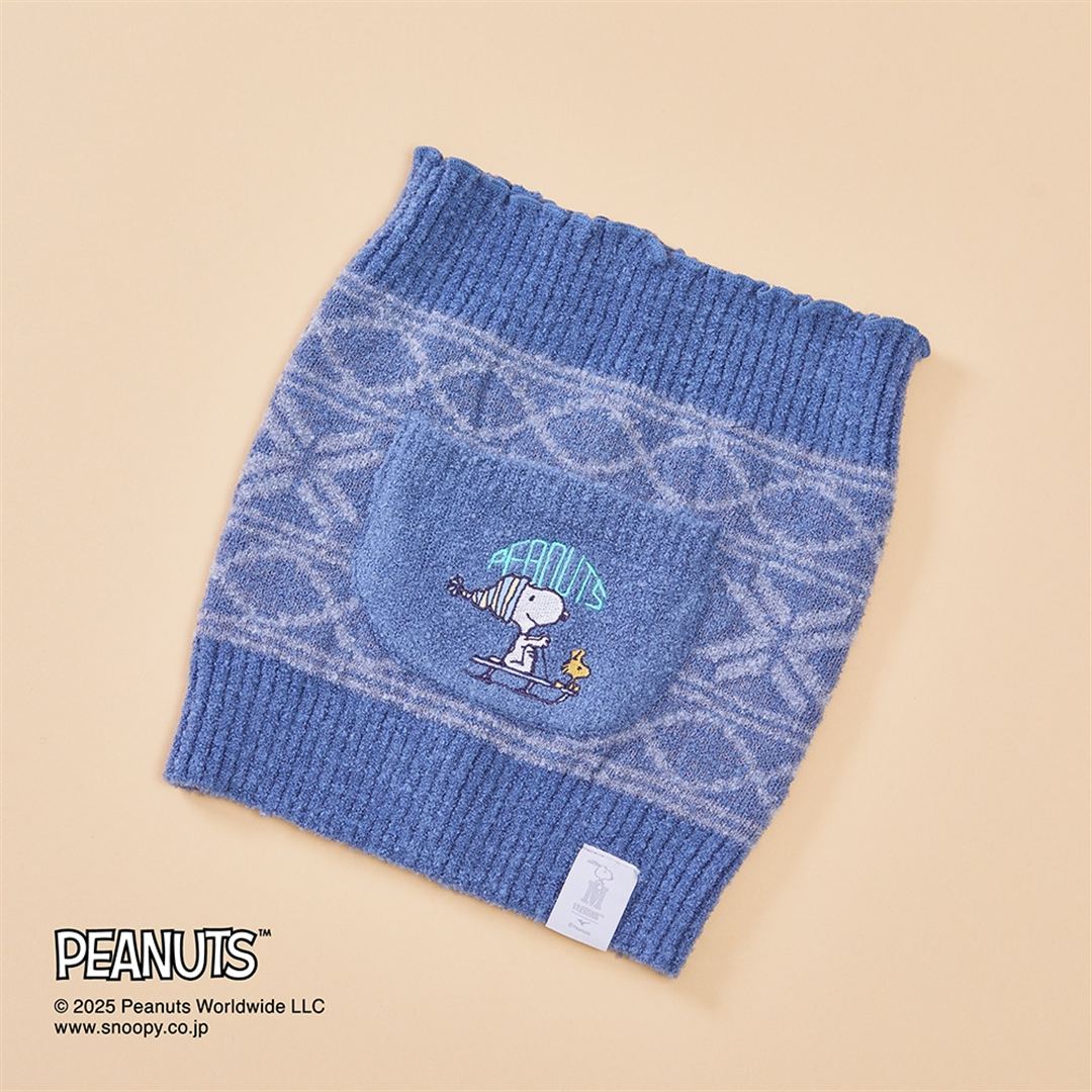 【PEANUTS／吸湿発熱】ブレスサーモゆるぬくウエストウォーマー(腹巻) スモークブルー×Lグレー