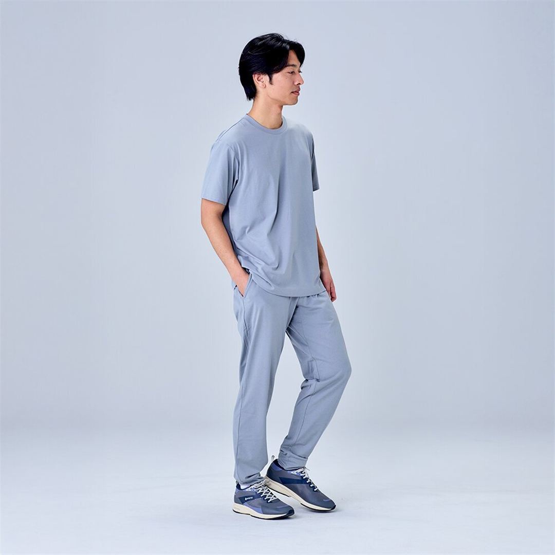 ハイストレッチ クルーネック半袖シャツ（レギュラーシルエット） グレー XL