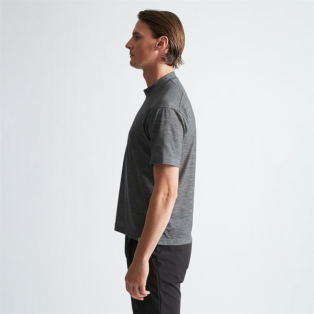 【AOURE】ミズノダイナモーションフィット モックネックTEEショートスリーブ チャコール XL