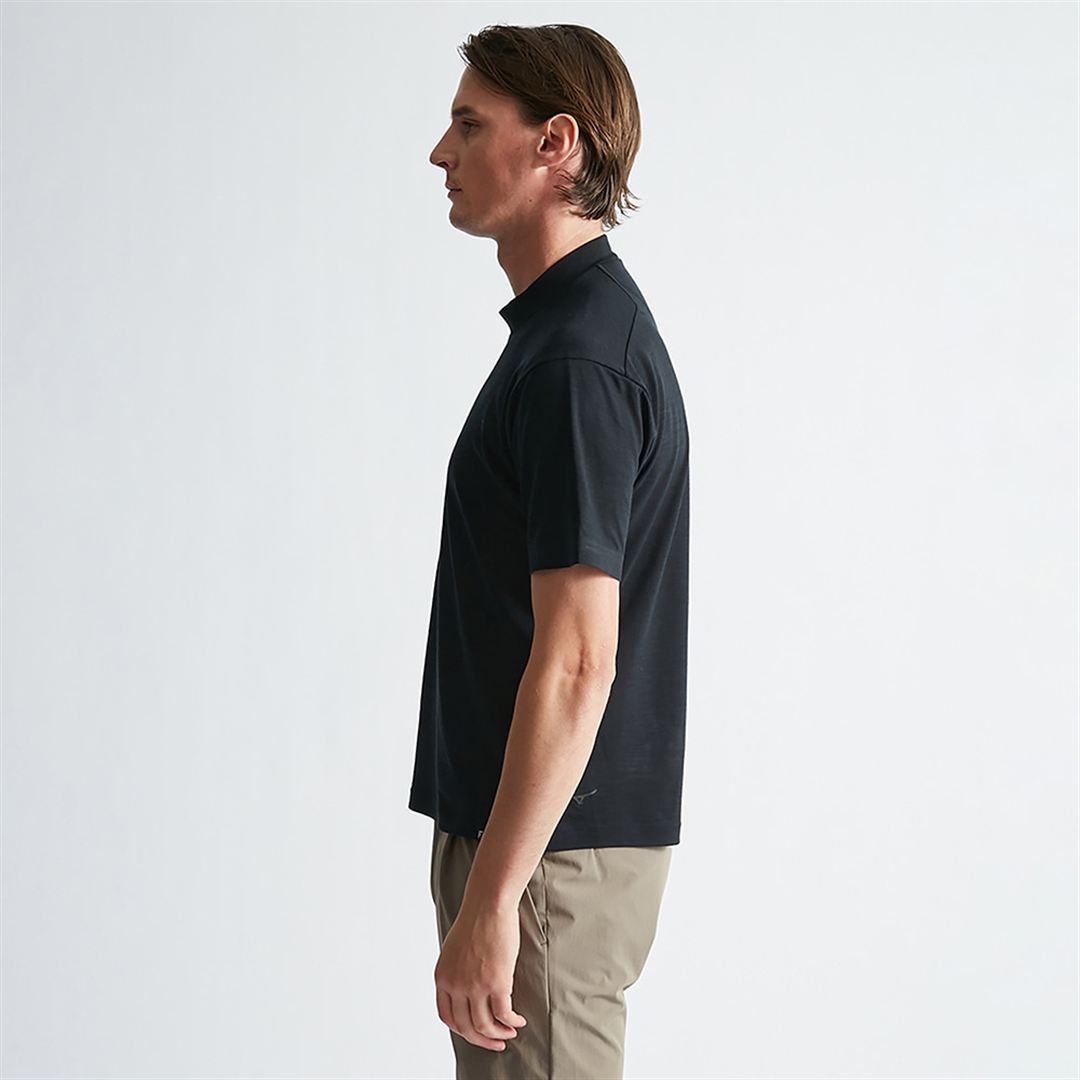 【AOURE】ミズノダイナモーションフィット モックネックTEEショートスリーブ ブラック XL