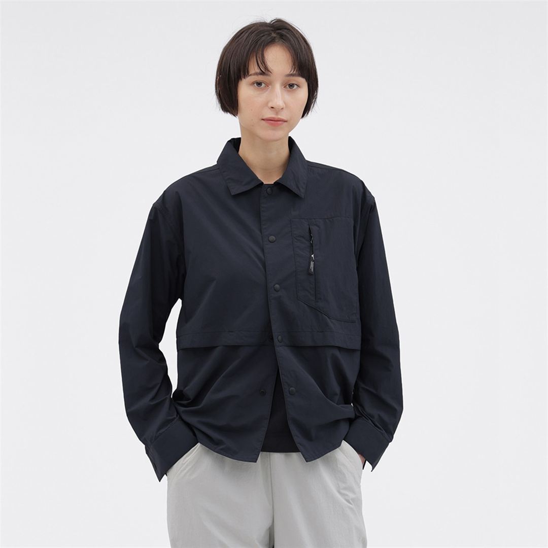 【MARGARET HOWELL】ウォーターリパレントタスランナイロンリップシャツ DK.ネイビー 1