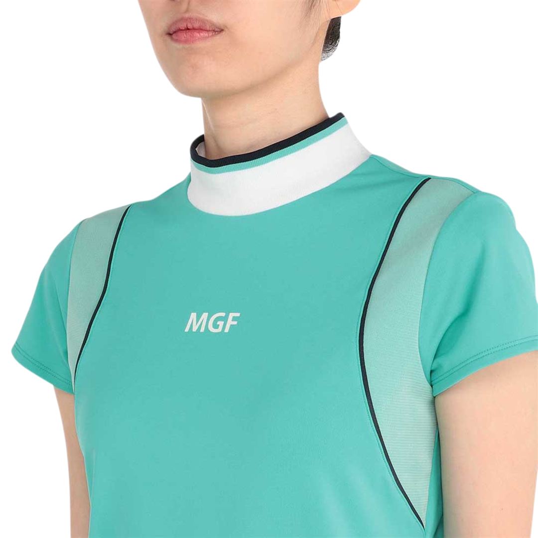 【MGFコレクション】フレンチスリーブリブハイネックシャツ ミントグリーン S