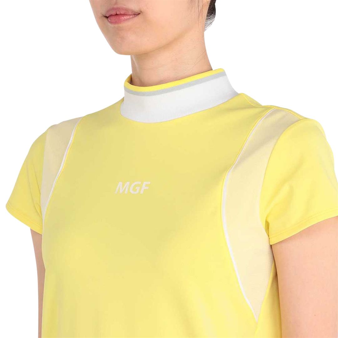 【MGFコレクション】フレンチスリーブリブハイネックシャツ イエロー S