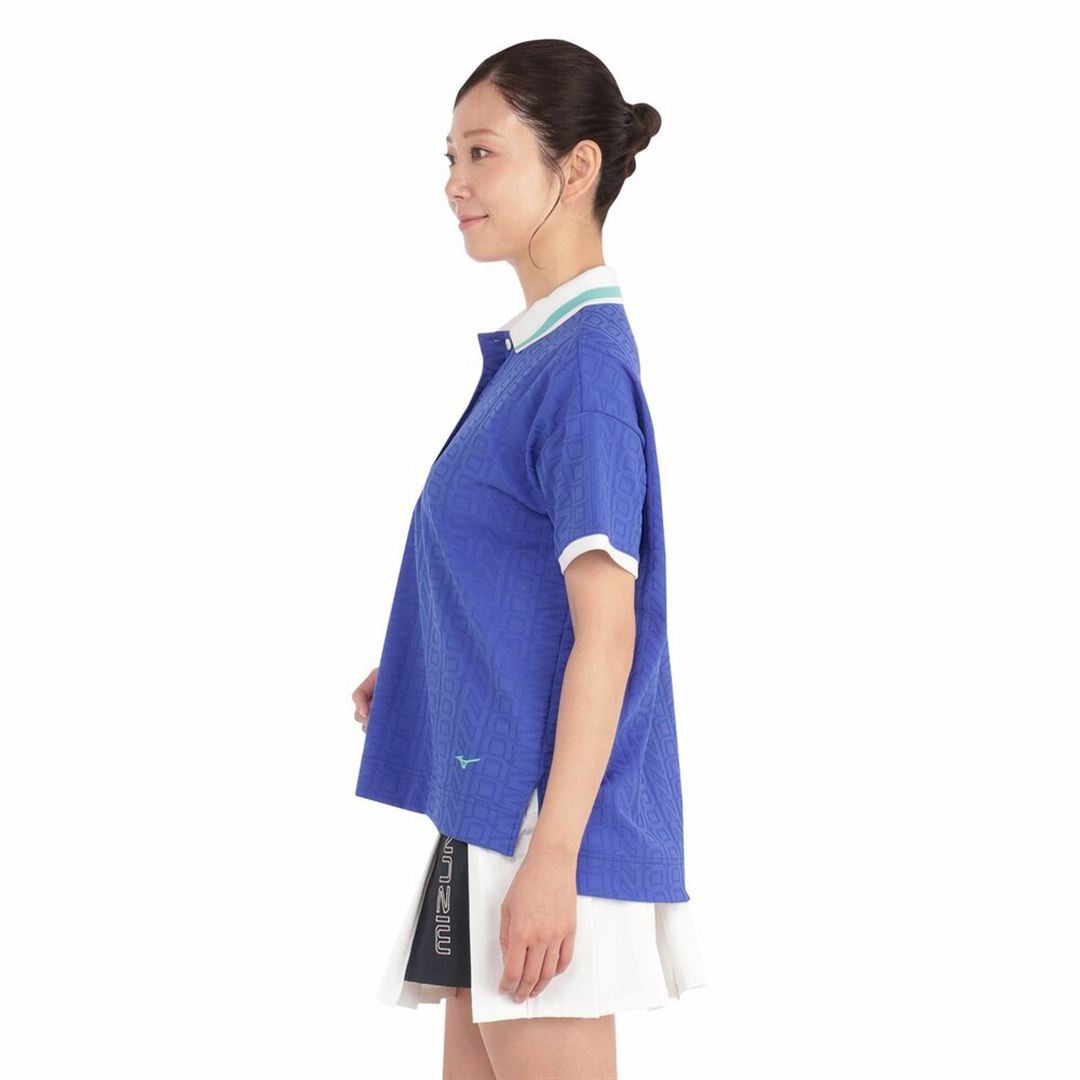 UVミズノロゴジャカード半袖シャツ ロイヤルブルー XL