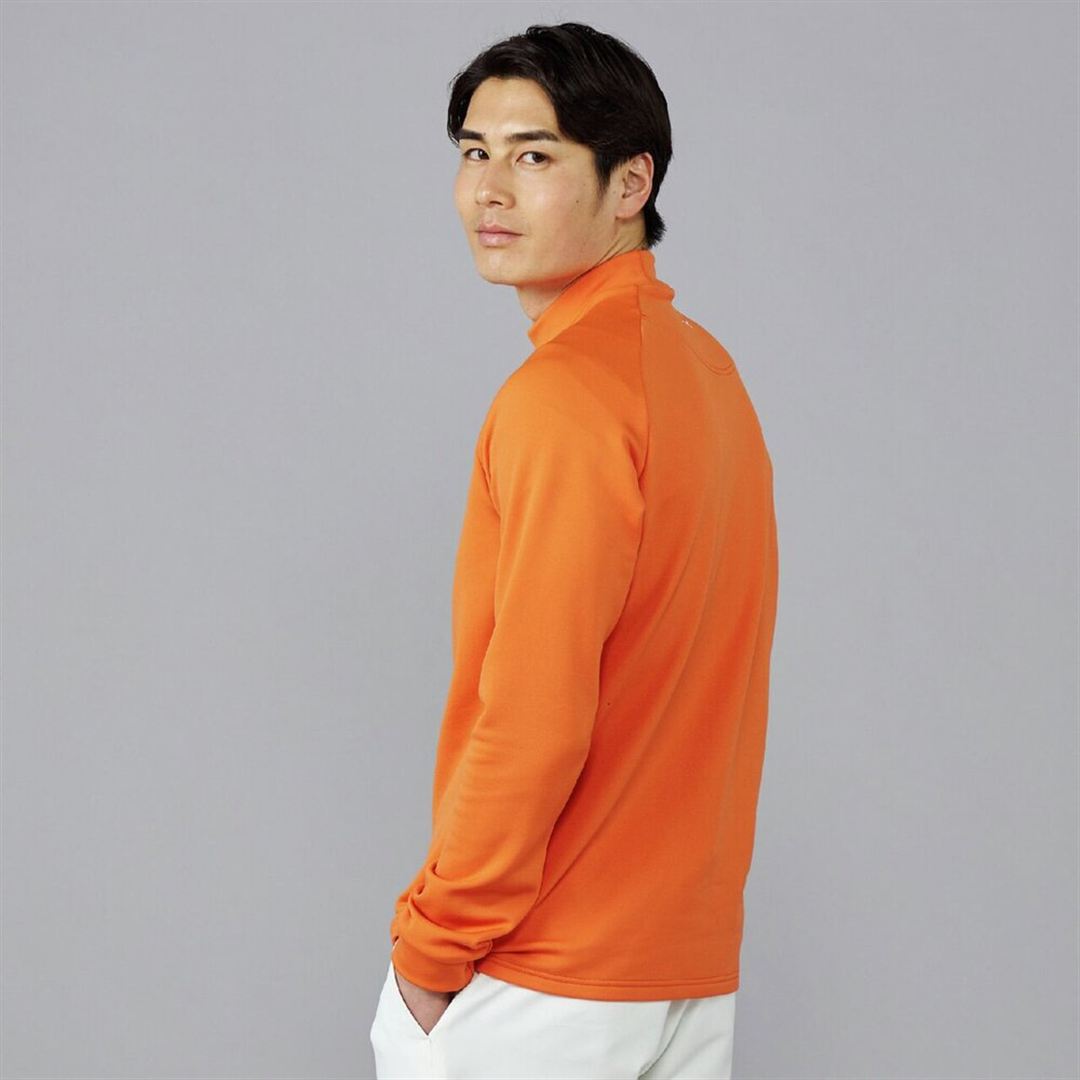 【吸湿発熱】ブレスサーモモックネック長袖シャツ オレンジ XL