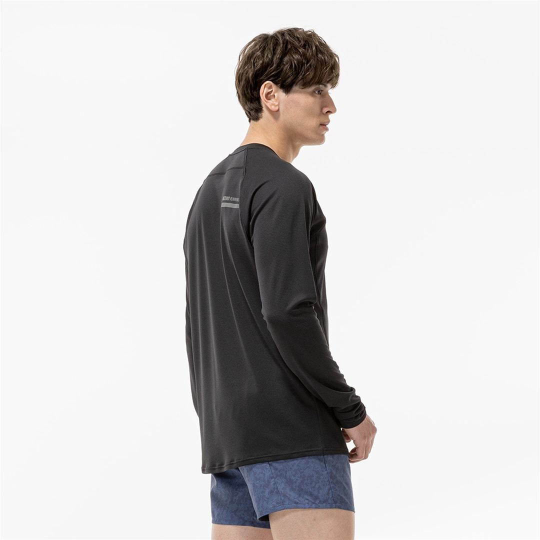 【汗処理／通気】ドライエアロフローTシャツ(長袖) ブラック XL