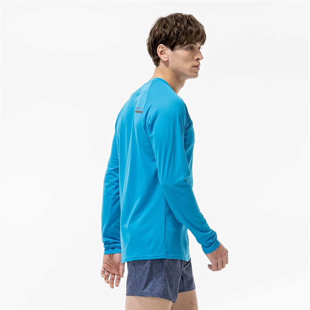 【汗処理／通気】ドライエアロフローTシャツ(長袖) ブルージュエル XL