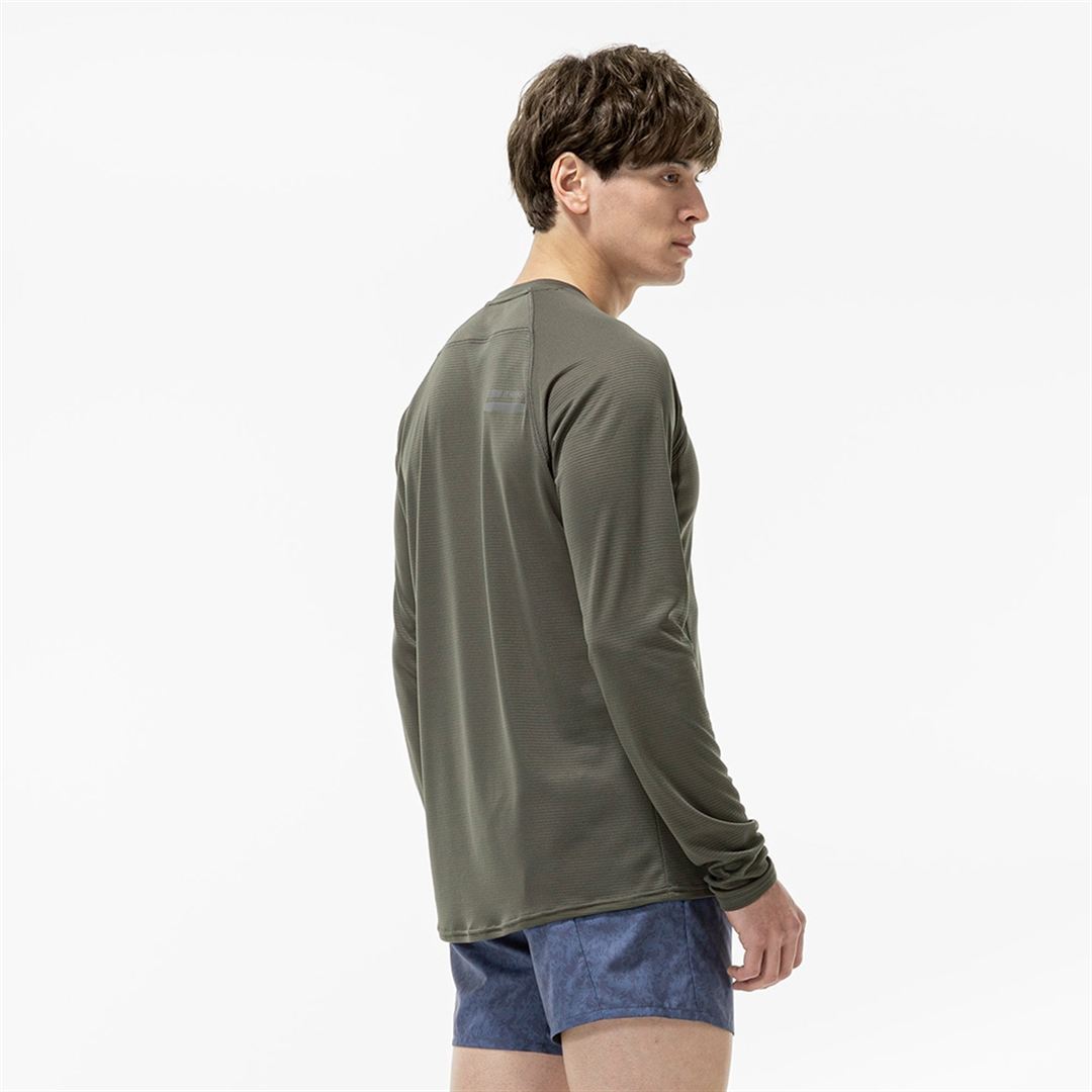 【汗処理／通気】ドライエアロフローTシャツ(長袖) フォレストナイト XL