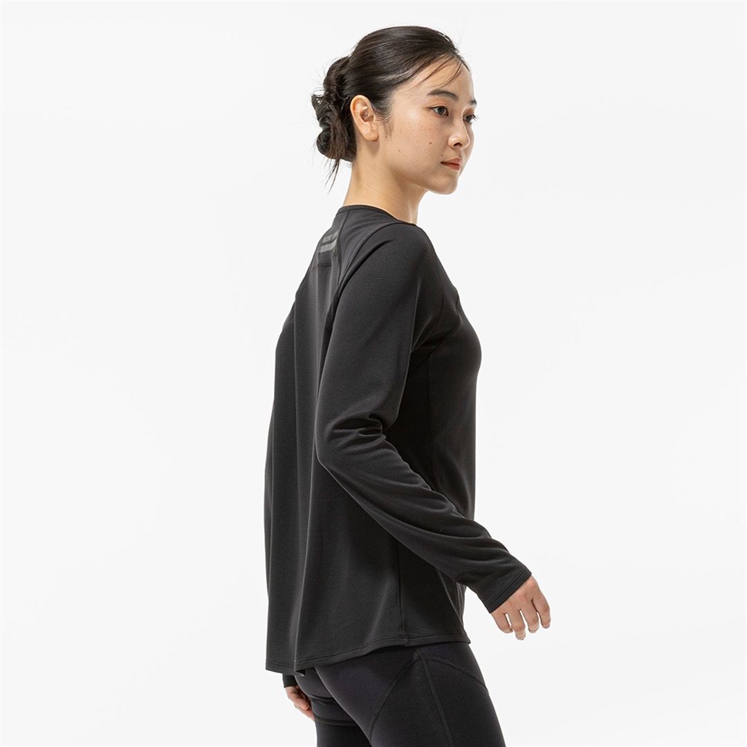 【汗処理／通気】ドライエアロフローTシャツ(長袖) ブラック M
