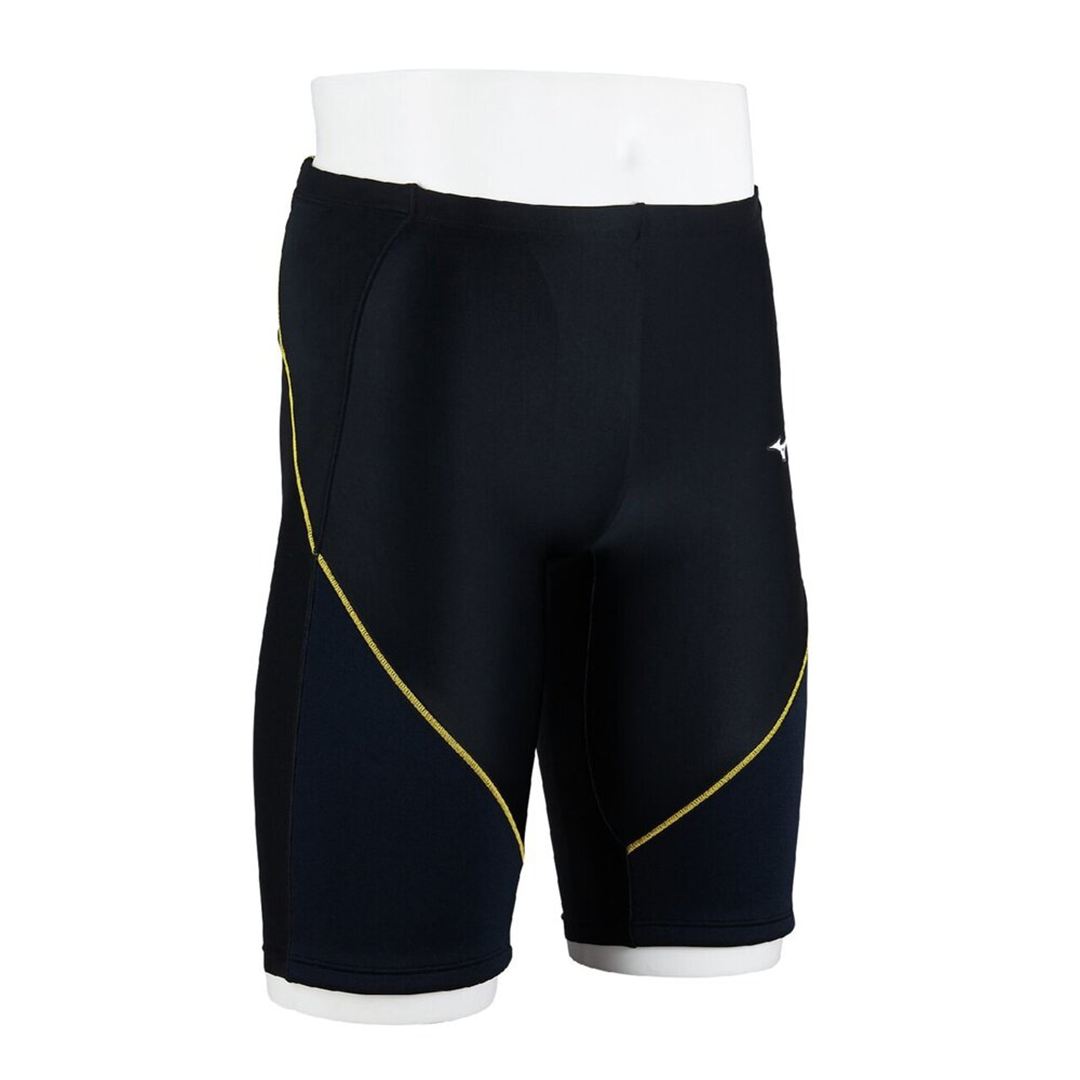 【EZ SWIM】スイムフィットネス用ハーフスパッツ ブラック×イエロー XL