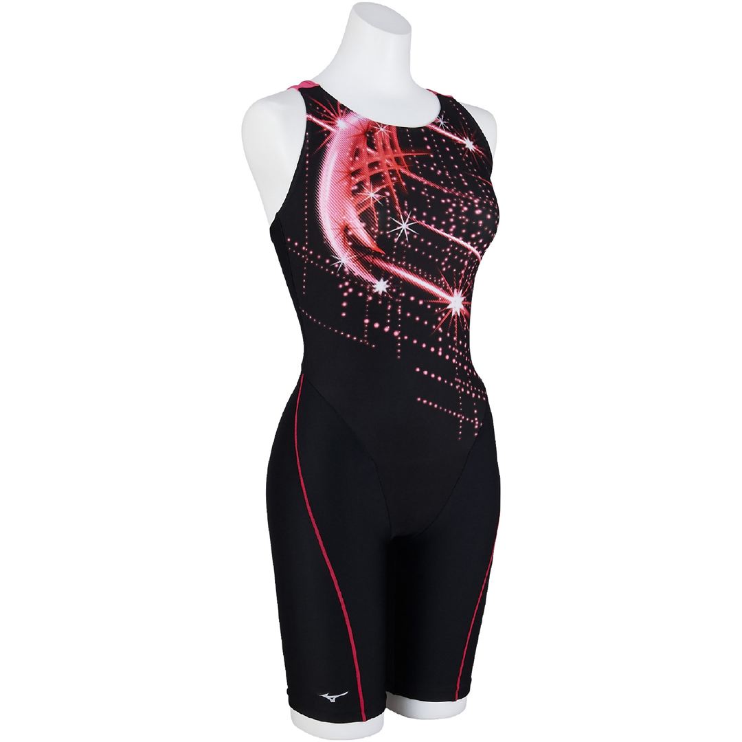 【Stroke ONE／撥水】スイムフィットネス用オールインワン ブラック×レッド XL