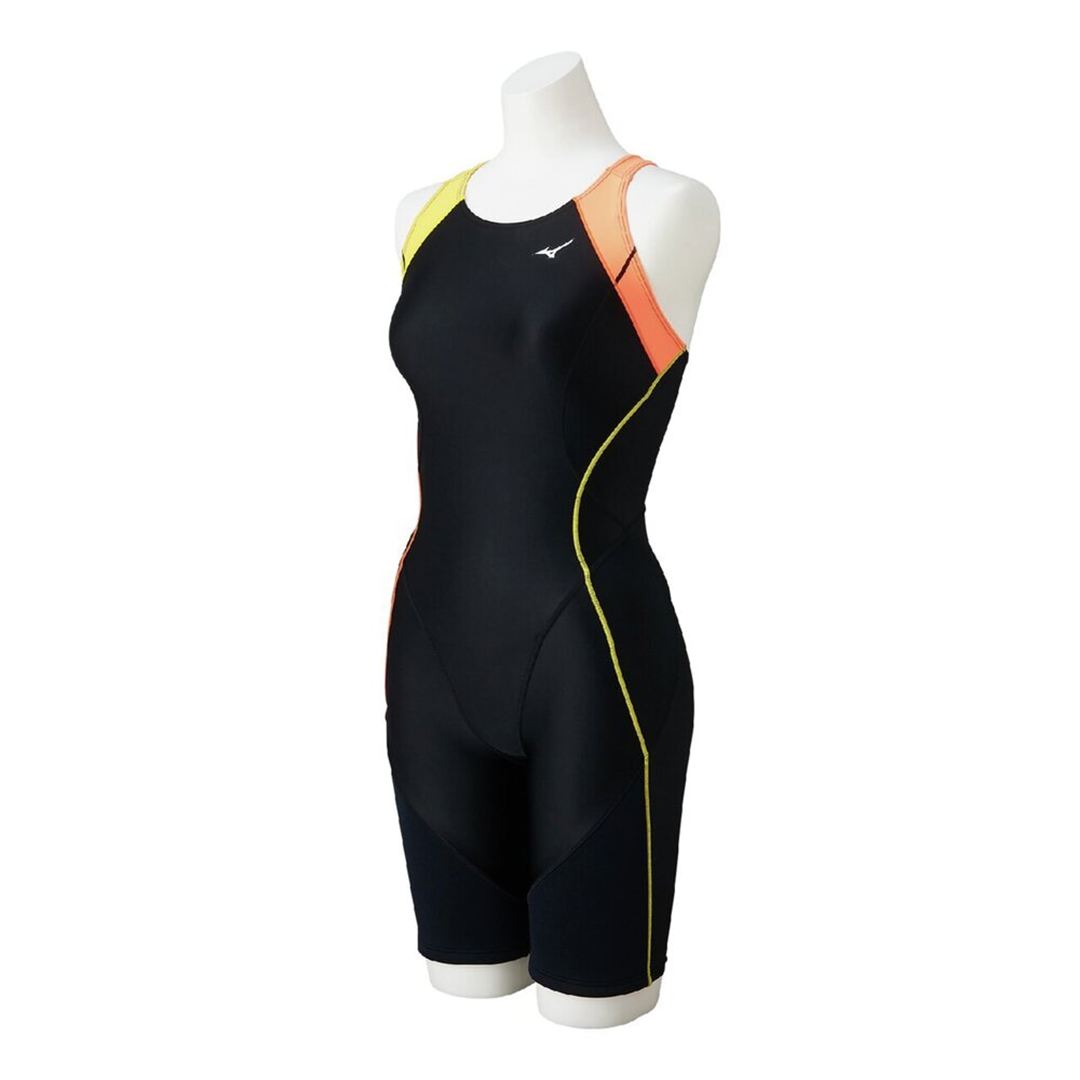 【EZ SWIM】スイムフィットネス用オールインワン ブラック×オレンジ×イエロー XL