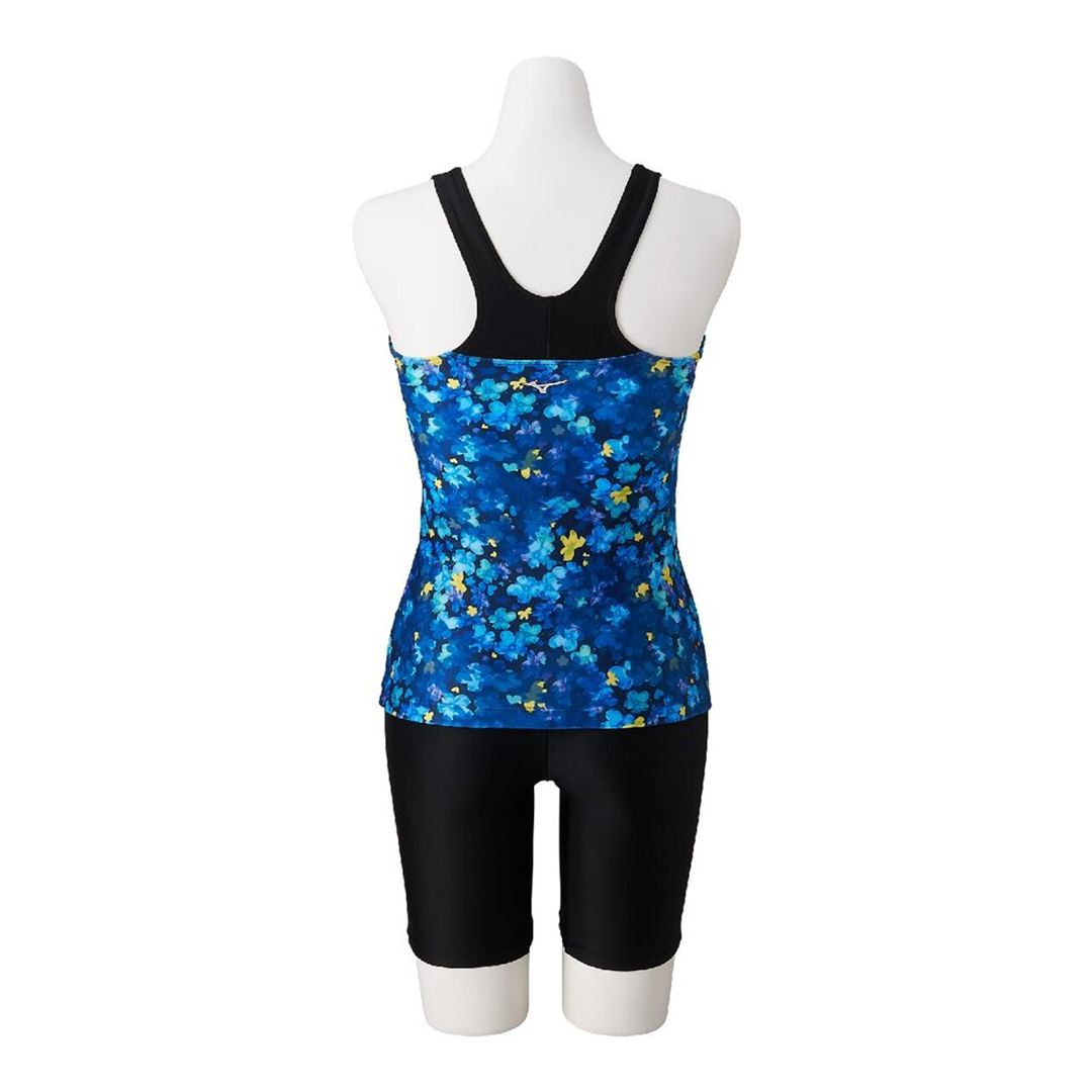 【Stroke ONE／撥水】スイムフィットネス用セパレーツ(めくれにくいボタン付) ターコイズ L
