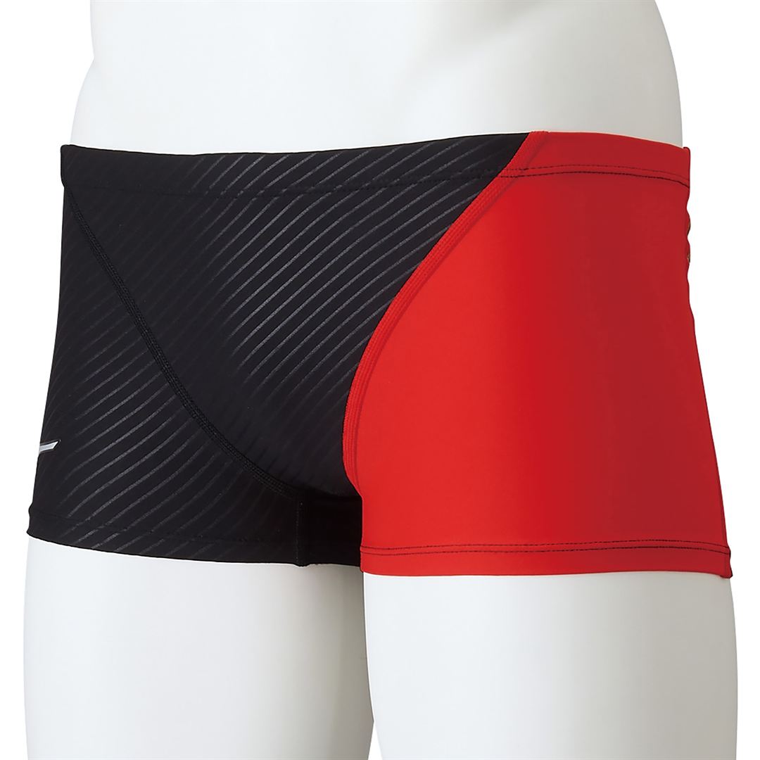 競泳練習用ショートスパッツ ブラック×レッド M