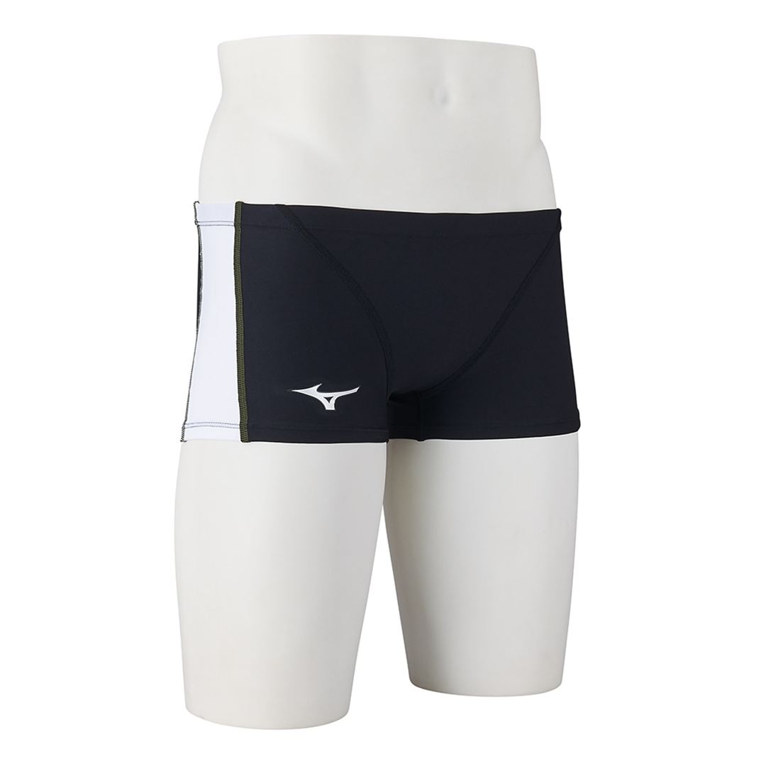 競泳練習用ショートスパッツ ブラック×ホワイト XS