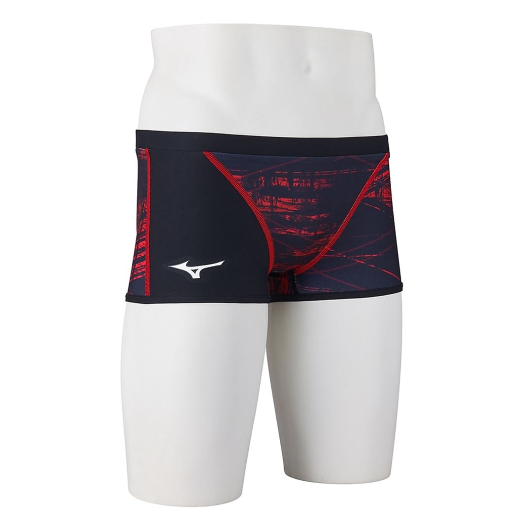 競泳練習用ショートスパッツ ブラック×レッド XS