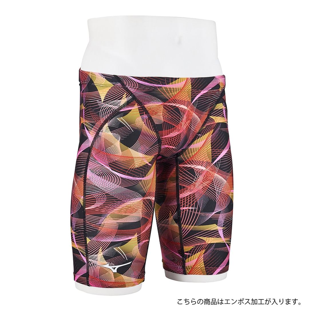 競泳用ハーフスパッツ ブラック×レッド S