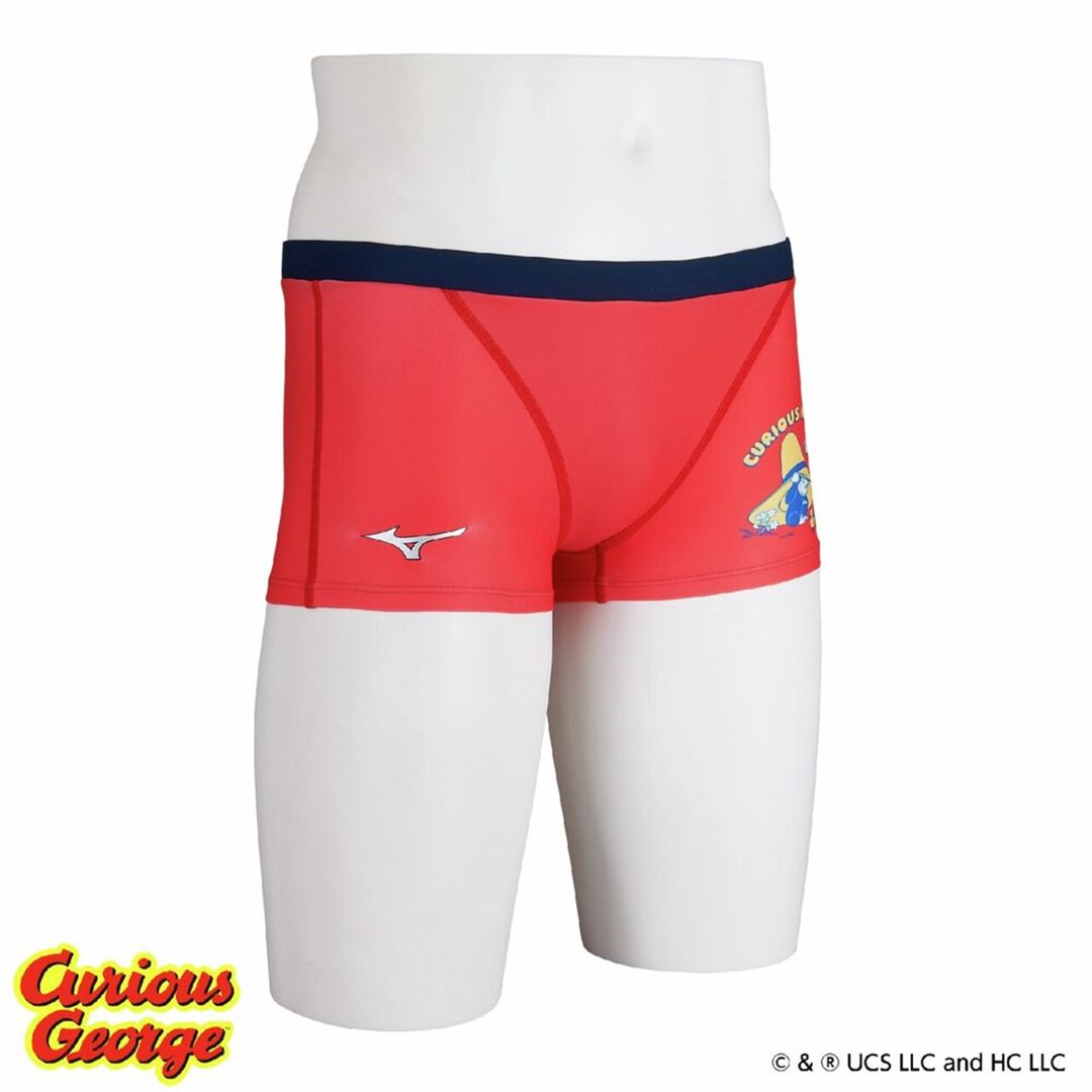 【おさるのジョージ】競泳練習用ショートスパッツ レッド M