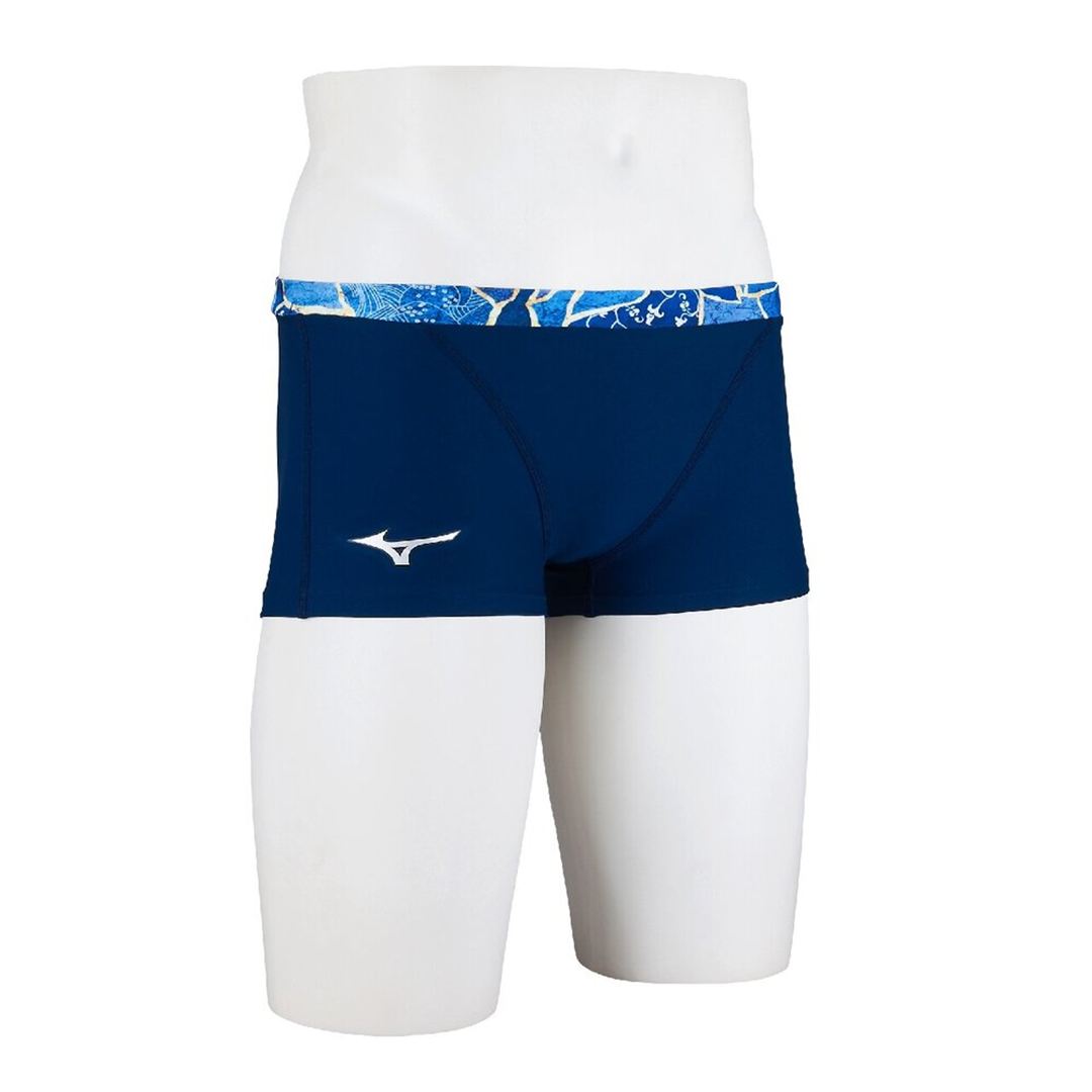 競泳練習用ショートスパッツ ネイビー×ブルー XL