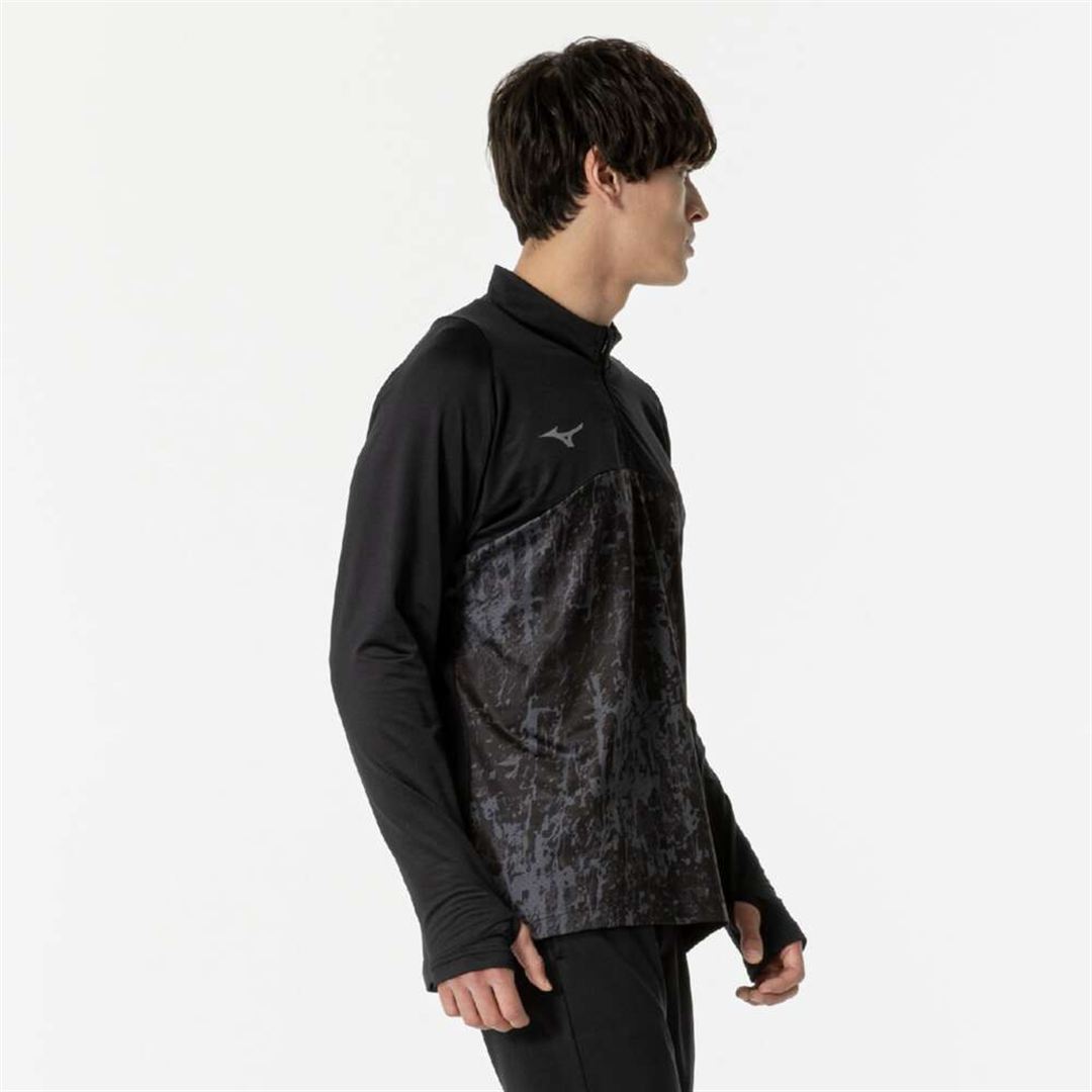 ストレッチフリースシャツ ハーフジップ ブラック 2XL