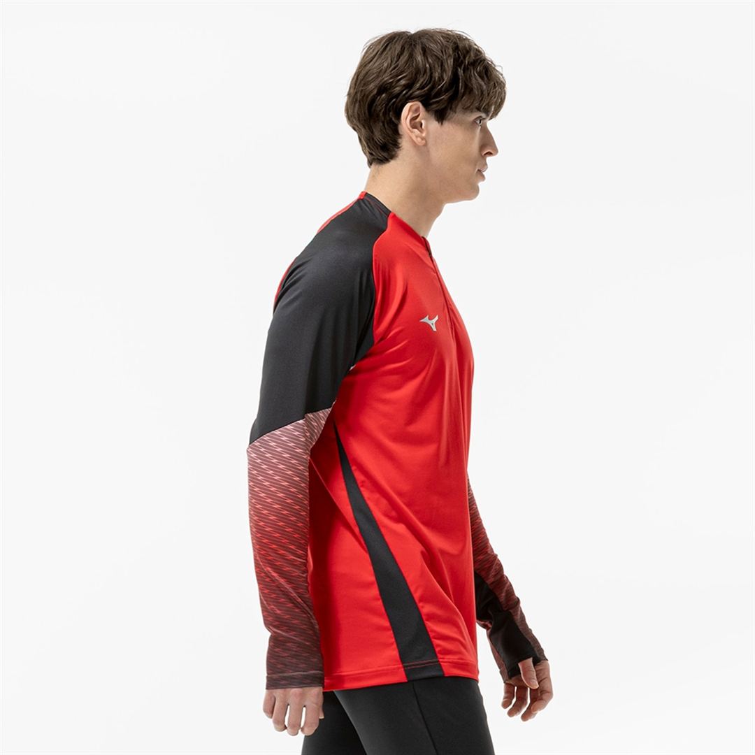 ストレッチフリースシャツ ハーフジップ チャイニーズレッド XL
