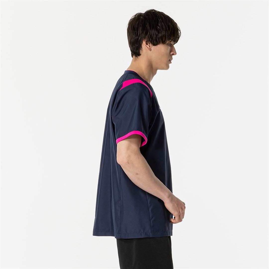 ピステ(半袖／バレーボール) ドレスネイビー×マゼンタ XL