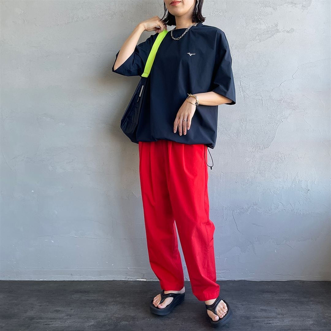 【JEANS FACTORY】ウォーターリパレントストレッチウーブンTシャツ ネイビー S