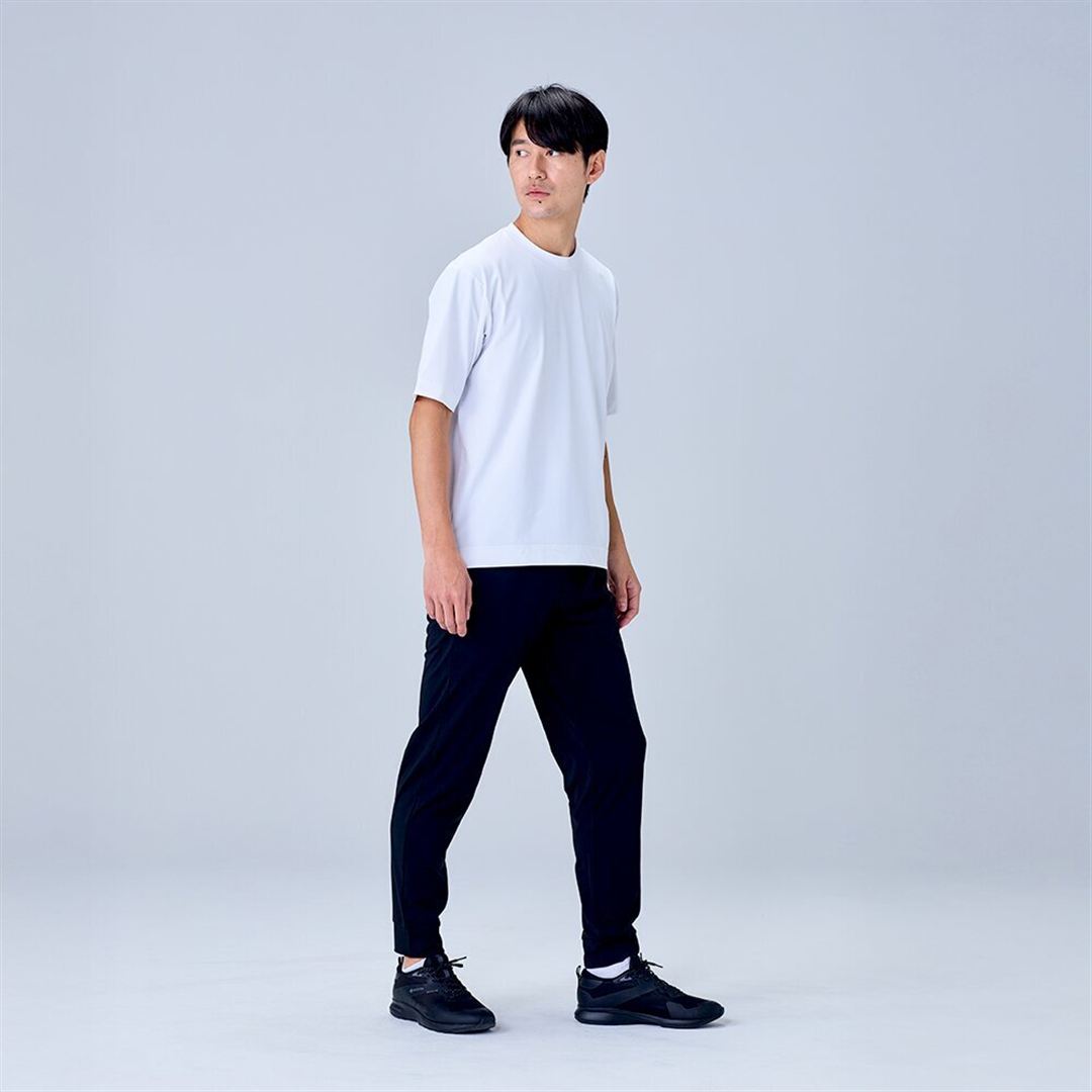 ハイストレッチ クルーネック半袖シャツ（ワイドシルエット） ホワイト XL