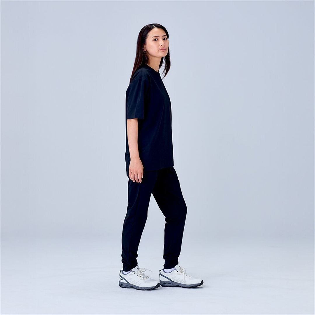 ハイストレッチ クルーネック半袖シャツ（ワイドシルエット） ブラック XL
