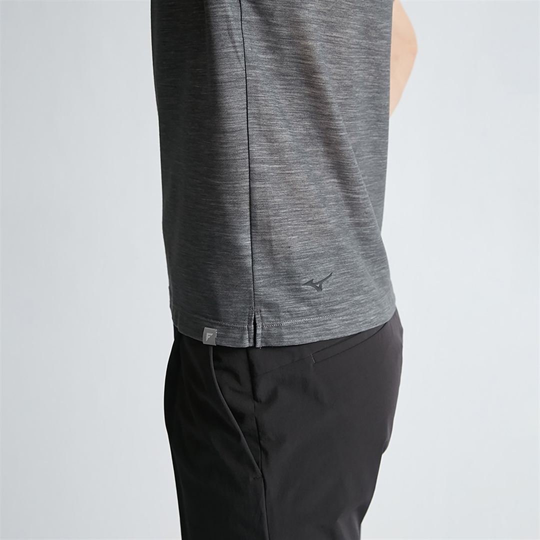 【AOURE】ミズノダイナモーションフィット モックネックTEEショートスリーブ チャコール XL