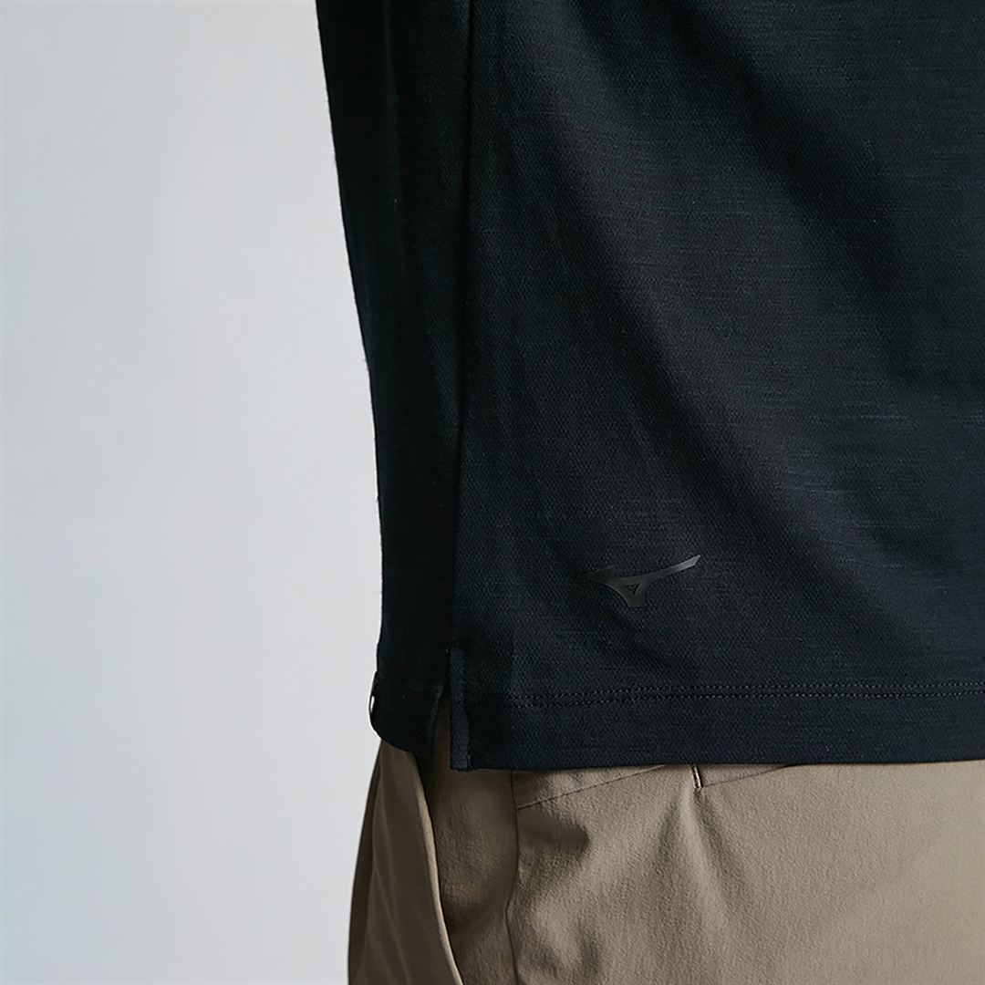 【AOURE】ミズノダイナモーションフィット モックネックTEEショートスリーブ ブラック XL
