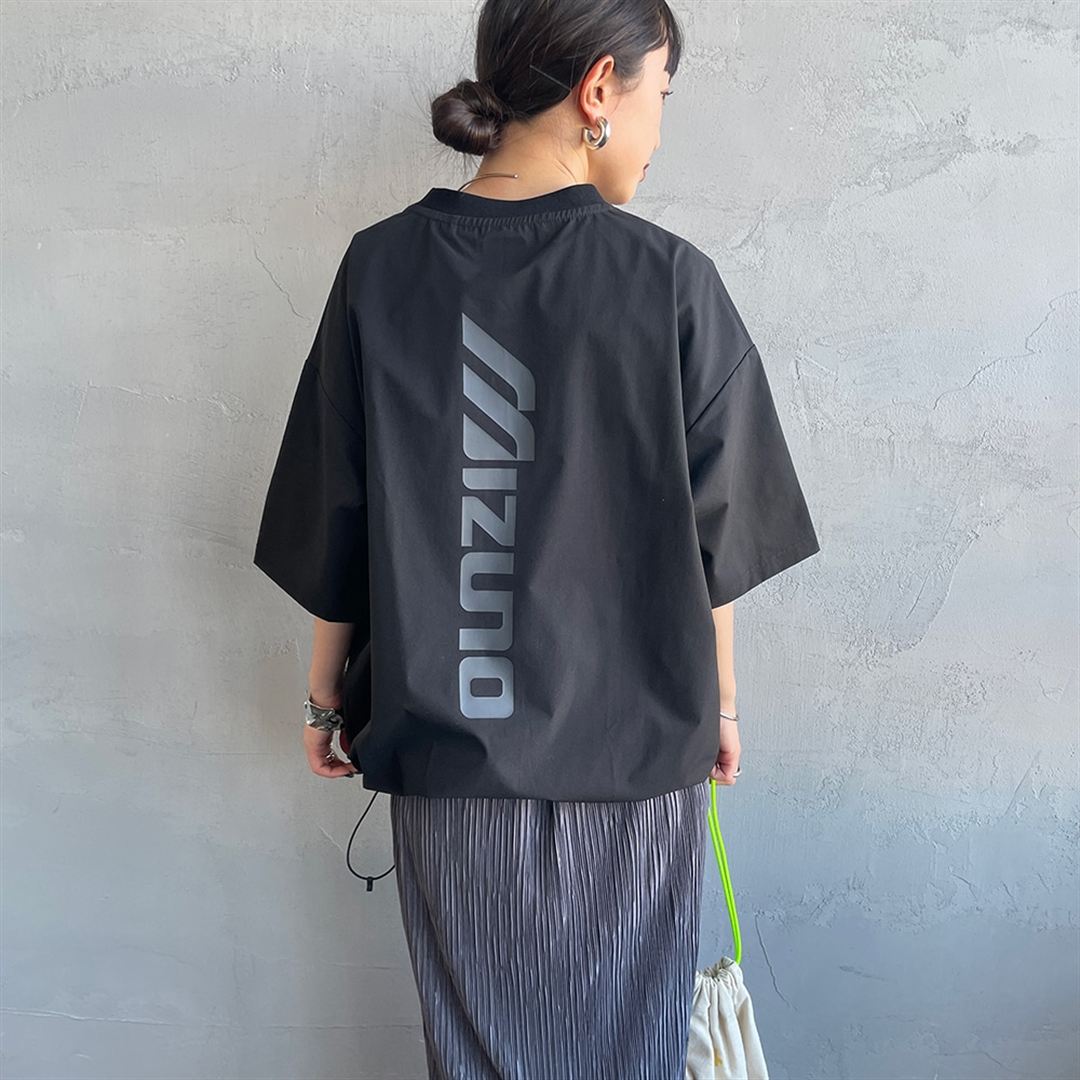 【JEANS FACTORY】ウォーターリパレントストレッチウーブンTシャツ ブラック S