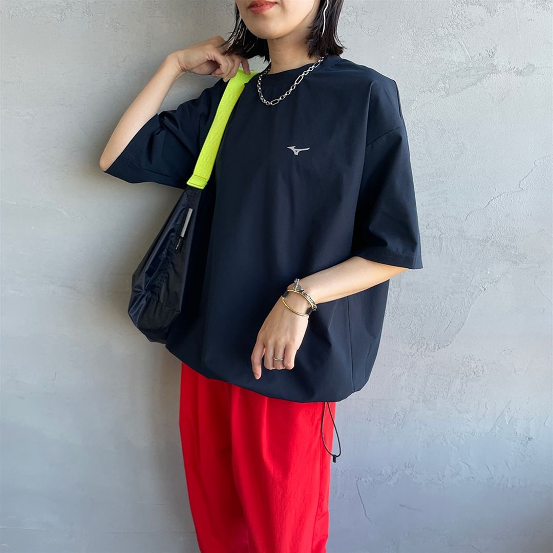 【JEANS FACTORY】ウォーターリパレントストレッチウーブンTシャツ ネイビー S