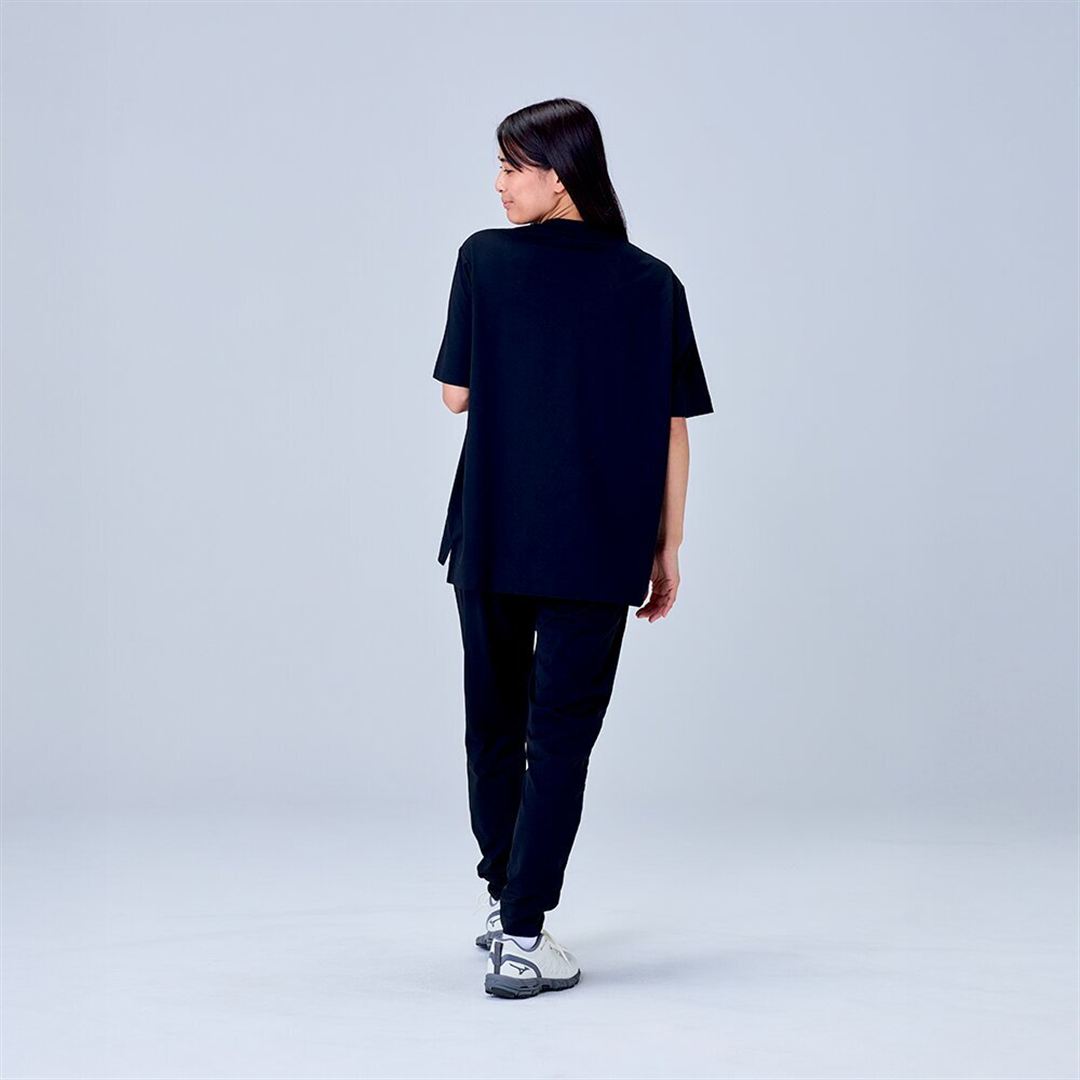ハイストレッチ クルーネック半袖シャツ（ワイドシルエット） ブラック XL
