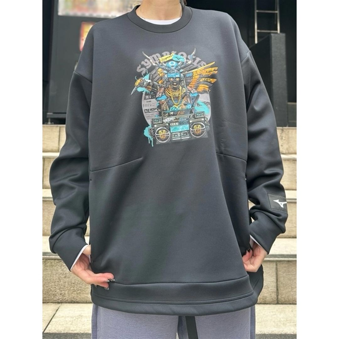 Dragon76ルーズフィットスウェットクルー ブラック杢 XL