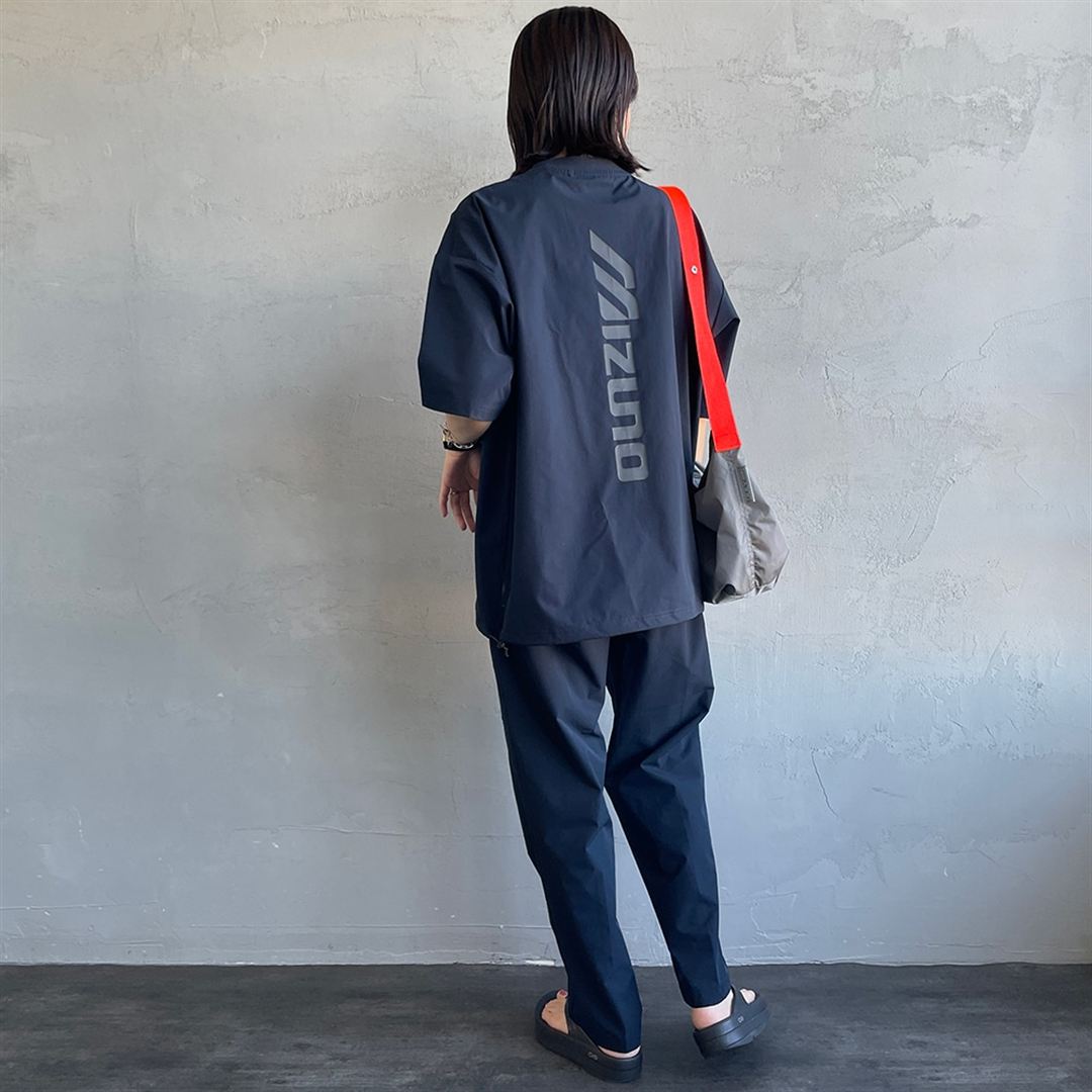 【JEANS FACTORY】ウォーターリパレントストレッチウーブンTシャツ ネイビー S
