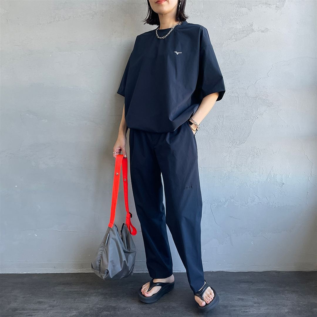【JEANS FACTORY】ウォーターリパレントストレッチウーブンTシャツ ネイビー S