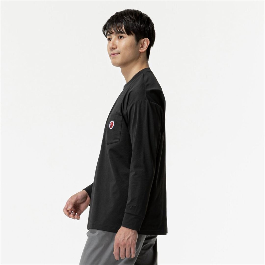 【ミズノ直営限定】ワンポイントロゴ ロングTシャツ ブラック XO