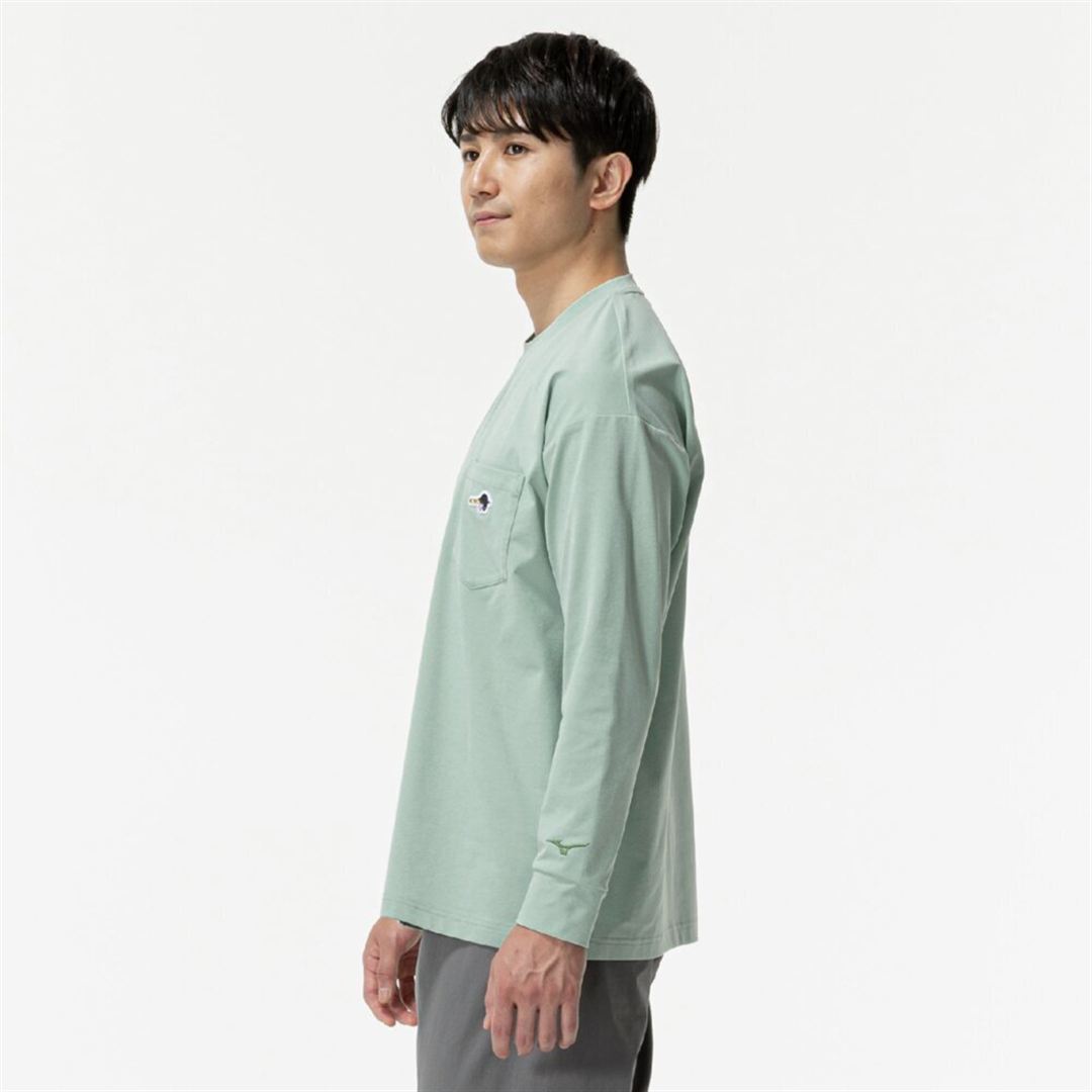 【ミズノ直営限定】ワンポイントロゴ ロングTシャツ フロスティグリーン XO