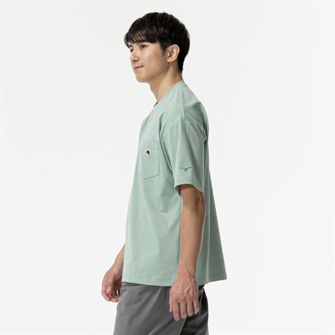 【ミズノ直営限定】ワンポイントロゴ Tシャツ(ワイドシルエット) フロスティグリーン O
