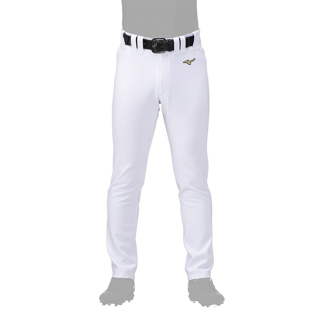 【ミズノ直営限定／ミズノプロ】強伸 ストレッチパンツ／ストレートフィットタイプ(ワッペン付き) ホワイト S