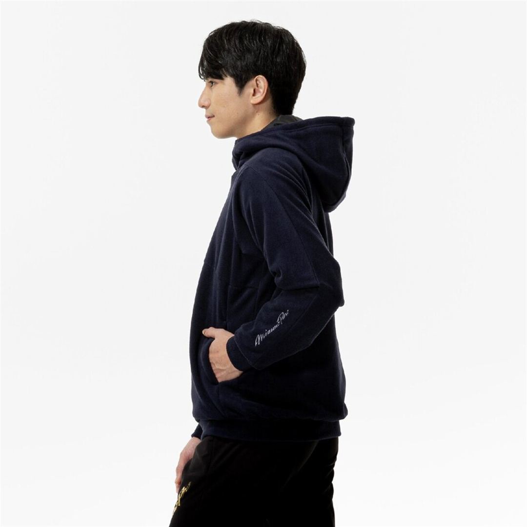【ミズノ直営限定／ミズノプロ】プルーフフリースフーディ ネイビー XO