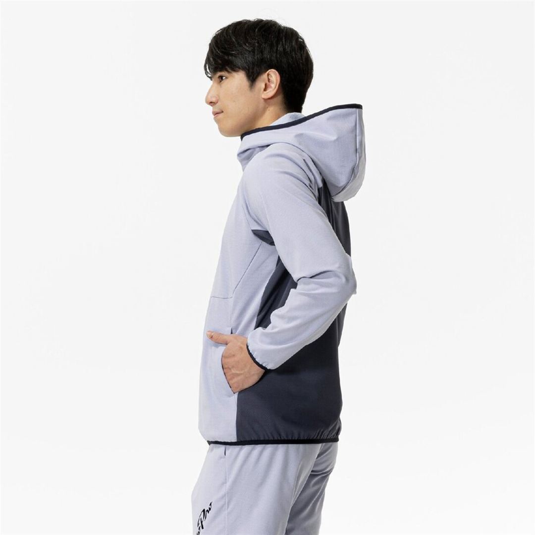 【ミズノプロ／ストレッチ／防風】テックシールドフーディ アイスランディックブルー 2XO