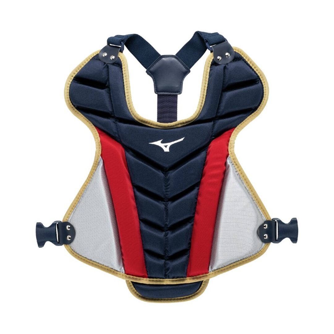 【ミズノ直営限定】小学生軟式用／ゴムソフトボール用捕手防具セット ネイビー×レッド×ゴールド