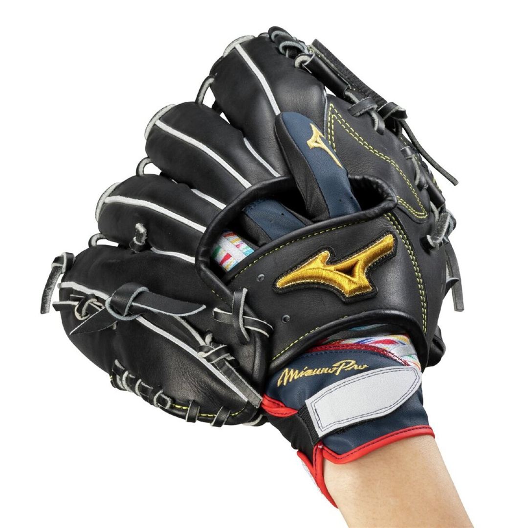 【ミズノプロ】守備手袋 BASEBALL DREAM PACK【左手用】 ネイビー×グレー×レッド L
