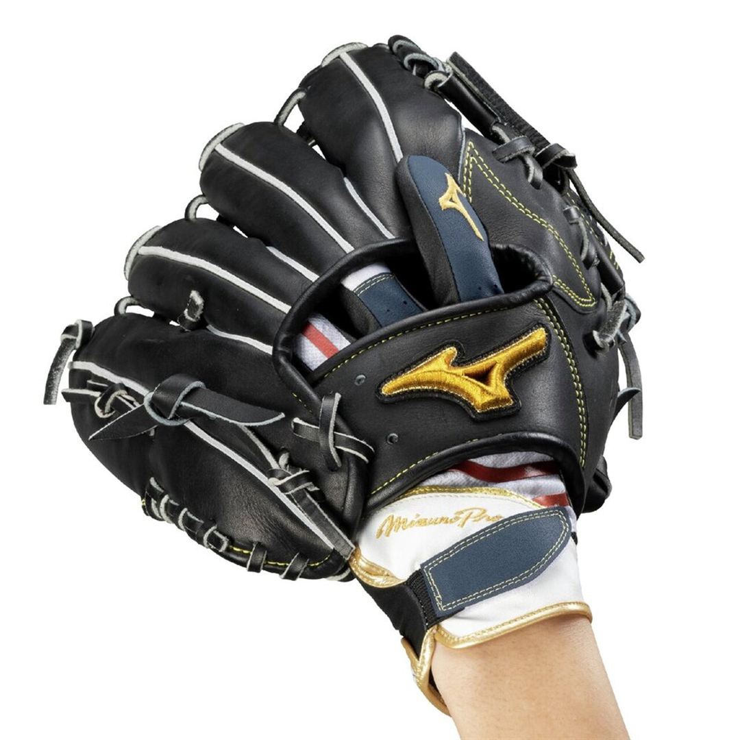 【ミズノプロ】守備手袋 勝色コレクション【左手用】 ネイビー×レッド×ゴールド S
