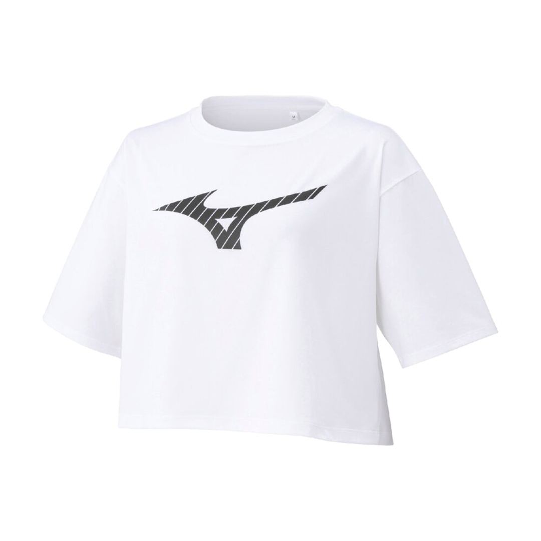 【ミズノ直営限定】ビッグロゴクロップドTシャツ(ワイドシルエット) ホワイト S