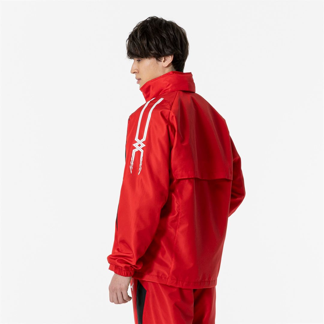 【吸湿発熱】ブレスサーモウォーマーシャツ チャイニーズレッド×ブラック XS