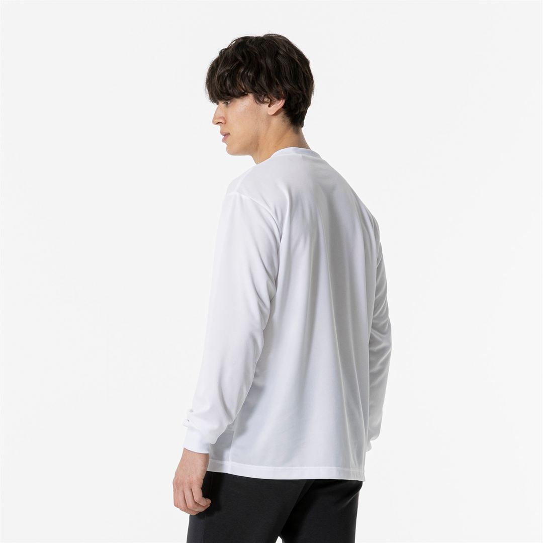 ナビドライTシャツ(長袖／丸首) ホワイト×ブラック S